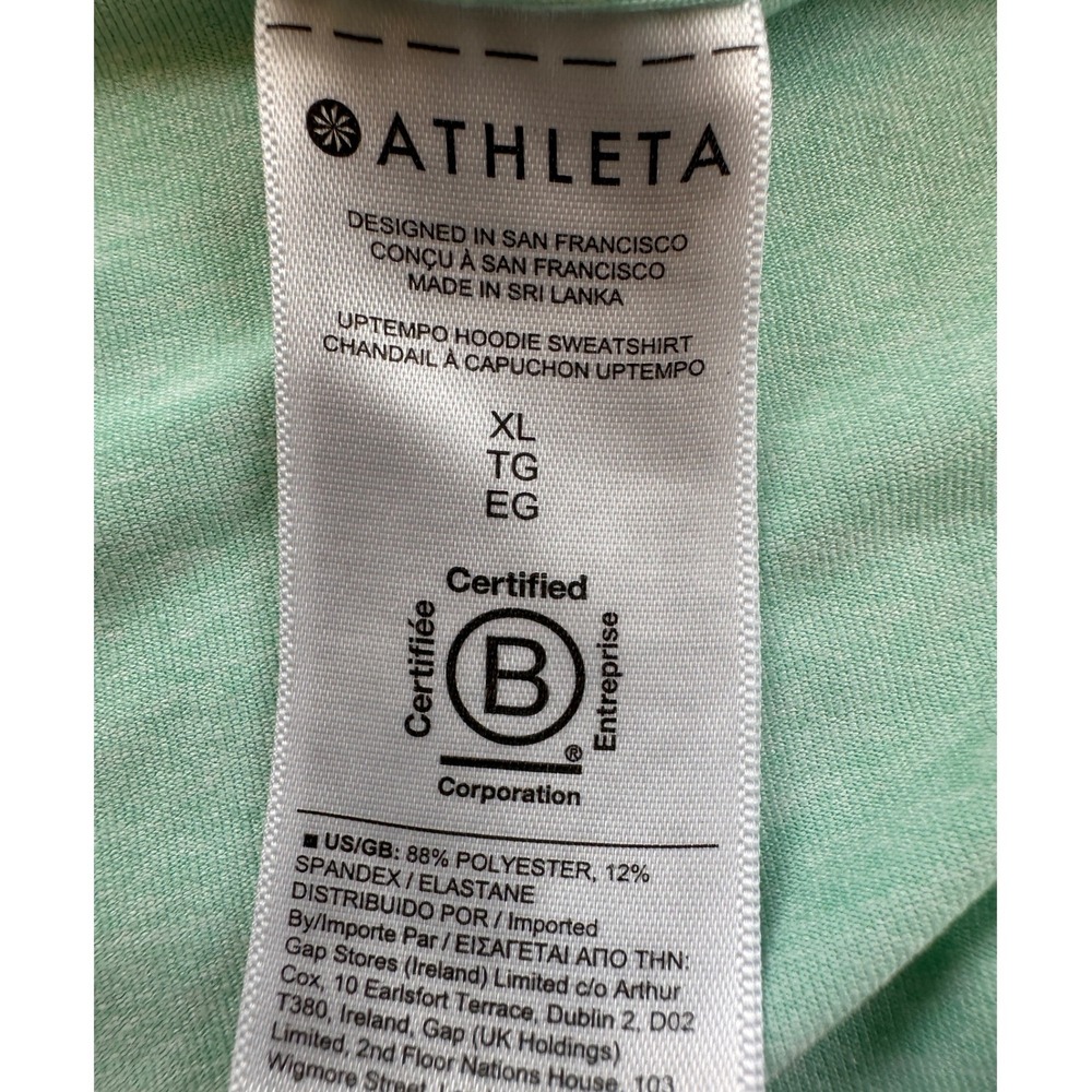 Athleta Uptempo Hoodie Sweatshirt Women XL Green Excellent Thumbhole Raglan Hem - Picture 7 of 9